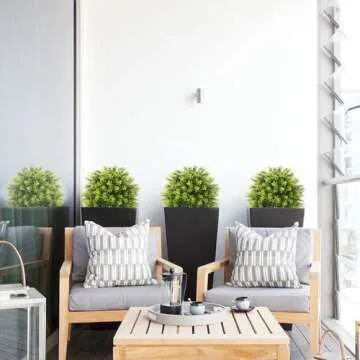 Aoutyers 2ft Topiary Trees Artificial Outdoor 24'', Artificial Outdoor Plants Decor, Artificial Bush Ball Tree UV Resistant, Set of 2