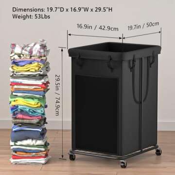 YKDIRECT 150L Large Laundry Hampers, Oxford Fabric Laundry Hampers Clothes Hampers, Metal Frame and ...