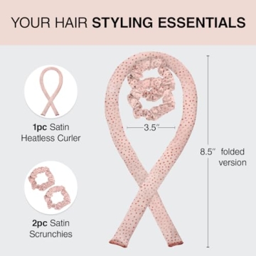 Kitsch Satin Heatless Overnight Curling Set - Soft Hair Curlers, Headband Rod for No-Heat Curls