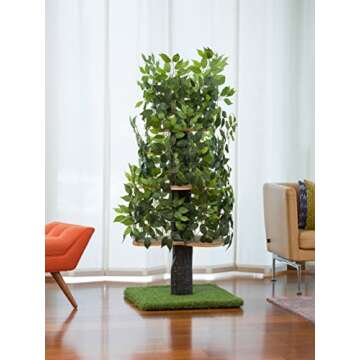 On2 Pets Cat Tree with Leaves Made in USA, Cat House & Cat Activity Tree, Multi-Level Cat Condo for Indoor Cats