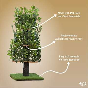 On2 Pets Cat Tree with Leaves Made in USA, Cat House & Cat Activity Tree, Multi-Level Cat Condo for Indoor Cats