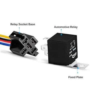 GOOACC 6 Pack Automotive Relay Harness Set 5-Pin 30/40A 12V SPDT with Interlocking Relay Socket and ...
