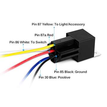 GOOACC 6 Pack Automotive Relay Harness Set 5-Pin 30/40A 12V SPDT with Interlocking Relay Socket and Harnesses,2 Years Warranty