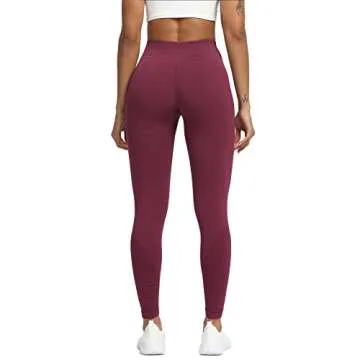 Aoxjox Seamless Legging for Women Carbon Tummy Control Workout Gym Sport Active Yoga Fitness Pants (Grape Red, Medium)