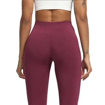 Aoxjox Seamless Legging for Women Carbon Tummy Control Workout Gym Sport Active Yoga Fitness Pants (Grape Red, Medium)