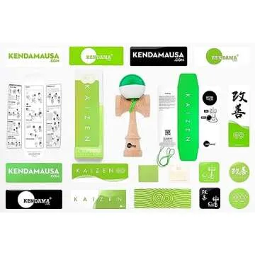 Kendama USA Kaizen Half Split Kendamas Sticky Paint Options & Extras Included (Green)
