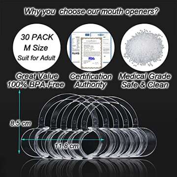 30-Pack Dental Cheek Retractor, Professional Autoclavable Mouth Opener Retractors, 100% BPA-Free, fo...