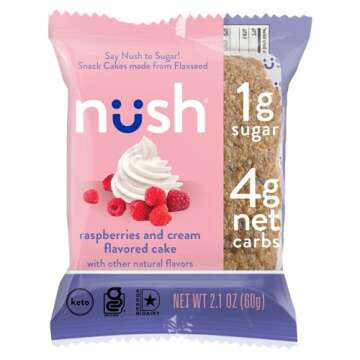 Low Carb Snack Cakes by Nush - Mixed Flavor Case (10 Cakes) - Nush Keto Cakes are Made from Flax, Grain Free, Paleo Diet Friendly, Diabetic Friendly Snacks, Low Sugar