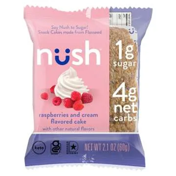 Low Carb Snack Cakes by Nush - Mixed Flavor Case (10 Cakes) - Nush Keto Cakes are Made from Flax, Grain Free, Paleo Diet Friendly, Diabetic Friendly Snacks, Low Sugar