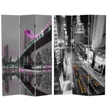 Elegant Red Lantern 6 ft. Tall New York Room Divider - Art Quality Privacy Screen for Home