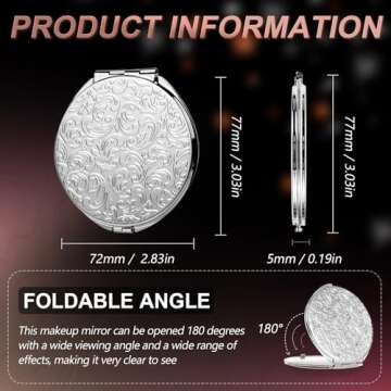 Vintage Metal Double-Sided 1x2 Handheld Travel Mirror That fits in Your Pocket Purse (Silver)