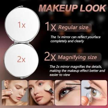 Vintage Metal Double-Sided 1x2 Handheld Travel Mirror That fits in Your Pocket Purse (Silver)