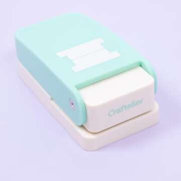 Craftelier - Multimaterial Tab Shaped Punch for Creating Custom Tabs on Craft Projects | Suitable for Many Materials | Tab Size 4 x 1.5 cm (1.57“ x 0.39”) | Turquoise Color