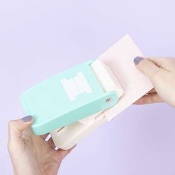 Craftelier - Multimaterial Tab Shaped Punch for Creating Custom Tabs on Craft Projects | Suitable for Many Materials | Tab Size 4 x 1.5 cm (1.57“ x 0.39”) | Turquoise Color