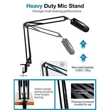 Adjustable InnoGear Microphone Stand for Blue Yeti