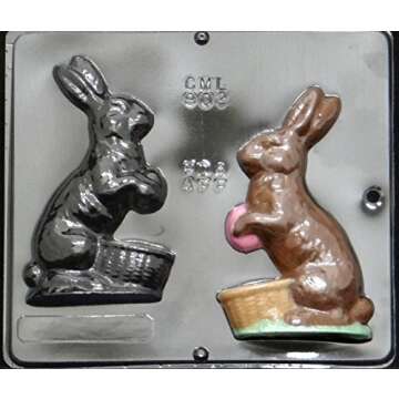 6" Bunny with Basket Assembly Chocolate Candy Mold Easter 802