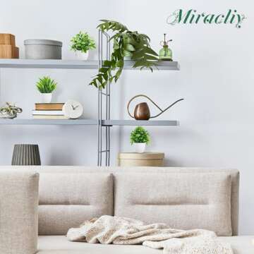 Miracliy 4 Pack Mini Fake Plants Artificial Potted Eucalyptus Faux Plants for Home Office Farmhouse Bathroom Table Shelf Decor Indoor
