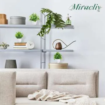 Miracliy 4 Pack Mini Fake Plants Artificial Potted Eucalyptus Faux Plants for Home Office Farmhouse Bathroom Table Shelf Decor Indoor
