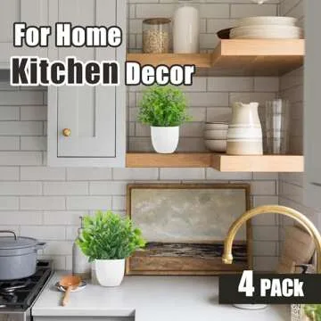 Miracliy 4 Pack Mini Fake Plants Artificial Potted Eucalyptus Faux Plants for Home Office Farmhouse Bathroom Table Shelf Decor Indoor