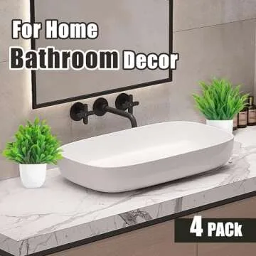 Miracliy 4 Pack Mini Fake Plants Artificial Potted Eucalyptus Faux Plants for Home Office Farmhouse Bathroom Table Shelf Decor Indoor