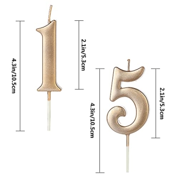 Elegant Champagne Gold 15th Birthday Candles for Celebration