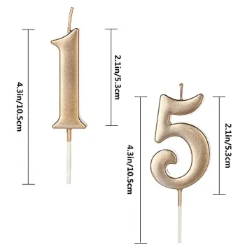 Elegant Champagne Gold 15th Birthday Candles for Celebration