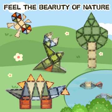 BOLORBT Magnetic Tiles Montessori Toys Magnetic Blocks Kids Games STEM Classroom Educational Learning Sensory Magnet Natural Toy for Toddler Boys Girls 3+ Year Old with 2 Cars