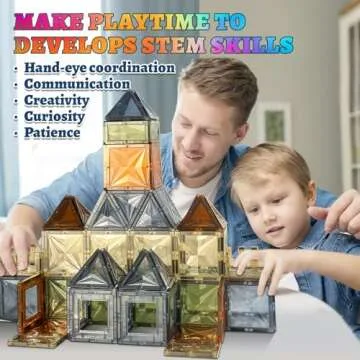 BOLORBT Magnetic Tiles Montessori Toys Magnetic Blocks Kids Games STEM Classroom Educational Learning Sensory Magnet Natural Toy for Toddler Boys Girls 3+ Year Old with 2 Cars