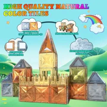 BOLORBT Magnetic Tiles Montessori Toys Magnetic Blocks Kids Games STEM Classroom Educational Learning Sensory Magnet Natural Toy for Toddler Boys Girls 3+ Year Old with 2 Cars