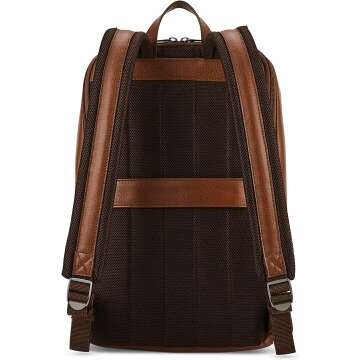 Samsonite Classic Leather Slim Backpack in Cognac