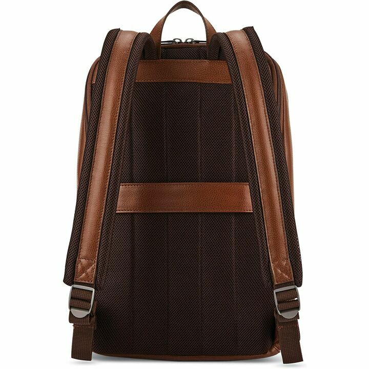 Samsonite Classic Leather Slim Backpack in Cognac
