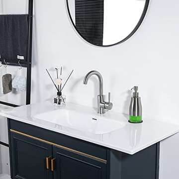 Gaussra Soap Dispenser with Coaster and Stickers, Brushed Nickel Stainless Steel Case Glass Liner Hand Pump Dispenser, Refillable Liquid Hand Soap Dispenser for Bathroom & Kitchen (11OZ / 320ML)