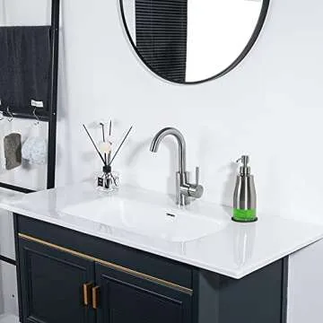 Gaussra Soap Dispenser with Coaster and Stickers, Brushed Nickel Stainless Steel Case Glass Liner Hand Pump Dispenser, Refillable Liquid Hand Soap Dispenser for Bathroom & Kitchen (11OZ / 320ML)