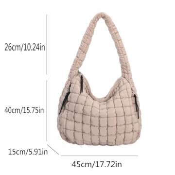KBTYE Puffer Tote Bag for Women Large Quilted Crossbody Handbags Lightweight Shoulder Hobo bag Soft ...