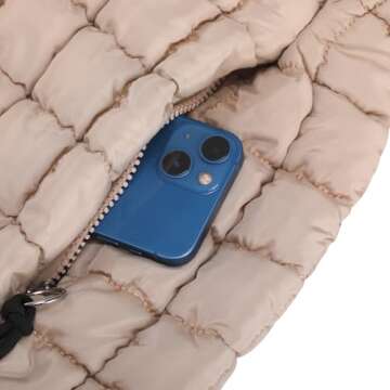 KBTYE Puffer Tote Bag for Women Large Quilted Crossbody Handbags Lightweight Shoulder Hobo bag Soft Puffy Bag Carryall（Khaki）