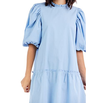 Mud Pie Women's Milan Flounce Dress, Blue, Large