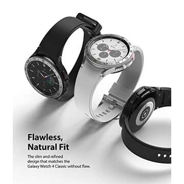 Ringke Bezel Styling Compatible with Samsung Galaxy Watch 4 Classic 46mm Adhesive Frame Ring Cover Anti Scratch [Stainless Steel] Protection for Galaxy Watch4 Classic 46mm - Silver [46-01]