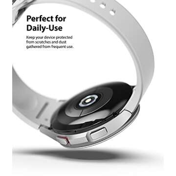 Ringke Bezel Styling Compatible with Samsung Galaxy Watch 4 Classic 46mm Adhesive Frame Ring Cover Anti Scratch [Stainless Steel] Protection for Galaxy Watch4 Classic 46mm - Silver [46-01]