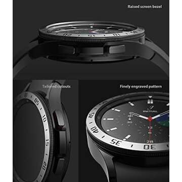 Ringke Bezel Styling Compatible with Samsung Galaxy Watch 4 Classic 46mm Adhesive Frame Ring Cover Anti Scratch [Stainless Steel] Protection for Galaxy Watch4 Classic 46mm - Silver [46-01]
