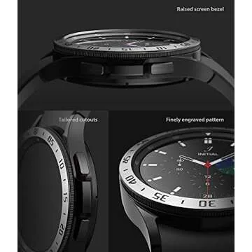 Ringke Bezel Styling Compatible with Samsung Galaxy Watch 4 Classic 46mm Adhesive Frame Ring Cover Anti Scratch [Stainless Steel] Protection for Galaxy Watch4 Classic 46mm - Silver [46-01]