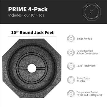 SnapPad Prime (4-Pack) | Four-Point RV Leveling Blocks Featuring 10" Round Jack Feet | Adds 316% Add...