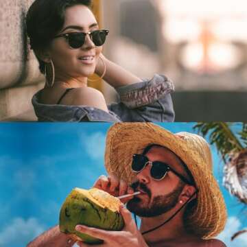 Joopin Polarized Semi Rimless Sunglasses Half Frame Shades for Men Women Classic Browline Sun Glasse...