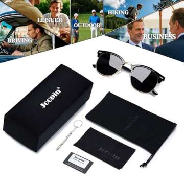 Joopin Polarized Semi Rimless Sunglasses for Men and Women