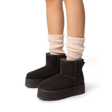 DREAM PAIRS Genuine Suede Winter Boots for Women