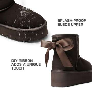 DREAM PAIRS Genuine Suede Winter Boots for Women