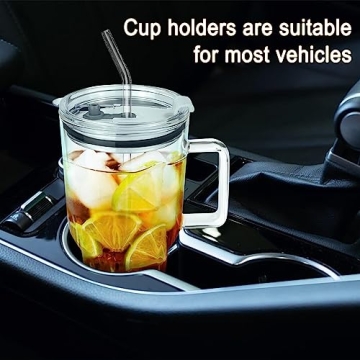 AiHeart 32oz Glass Tumbler with Straw and Bamboo Lid