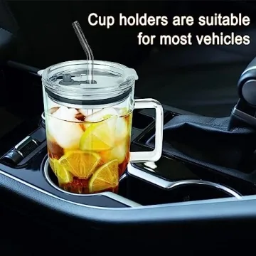 AiHeart 32oz Glass Tumbler with Straw and Bamboo Lid