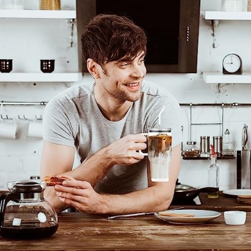 AiHeart 32oz Glass Tumbler with Straw and Bamboo Lid