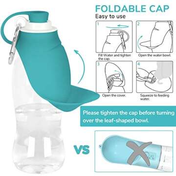 LumoLeaf Water Bottle for Dogs, Reversible & Lightweight Portable Dog Water Bottle, 20 Oz Pet Travel Water Bottle -Blue