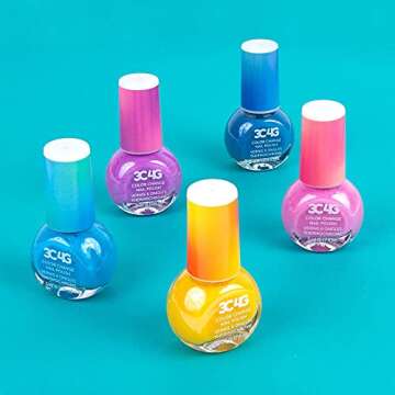 3C4G Color Changing Nail Polish Set for Girls & Teens - 5 Magical, Non-Toxic Colors That Transform, Safe & Fun Nail Polish Kit for Ages 8+ Perfect for Parties, Gifts, & DIY Manicures Make It Real